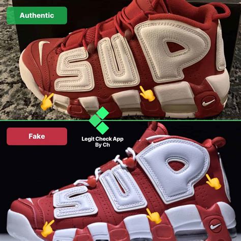 nike uptempo supreme real vs fake|authentic supreme vs faux.